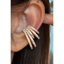 Museum Of You Zirkon Taşlı 14K Altın Kaplama Renk Ear Cuff Küpe – Çok Halkalı Sıkıştırma Model Kıkırdak Küpe