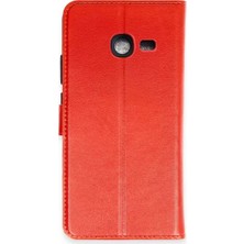 Olinea Galaxy J4 S Kapaklı Kılıf - Kırmızı