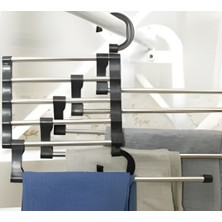 MHT 5'li Hareketli Pantolon Şal Eşarp Askısı - Paslanmaz Metal Dolap Içi Düzenleyici Organizer