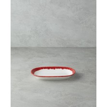 Larry Porselen Kayık Tabak 24 cm Kırmızı