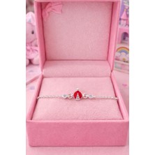 Miraç Gümüş Takı Atölyem 925 Ayar Gümüş Mineli Zirkon Taşlı Uğur Böceği Detaylı Kız Çocuk Bileklik