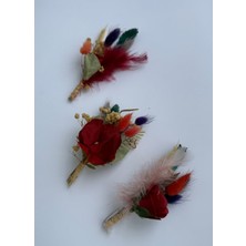 Bivalvia Accessories Bordo Çiçekli Damat Yaka Çiçeği Seti 1