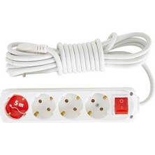  4 lü 5 metre kablolu anahtarlı topraklı priz