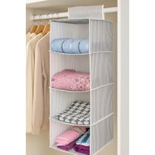 Pazar Kapısı 4 Bölmeli Askılı Dolap Düzenleyici Organizer Gri