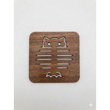 İDA Craft Ahşap Ceviz Renk Bardak Altlığı Tutucu 3 Adet