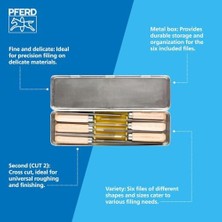 Pferd Anahtar Eğesi Seti 265 K, Metal Kutuda, 6 Törpü, 100 Mm, Ahşap Saplı, 11700265 – Filigran ve Hafif Törpüleme Işleri Için Geniş Bir Bant Genişliği Için Uygundur