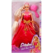 Uravas Store Alisha Uzun Saçlı Prenses Mavi-Kırmızı Elbise(Elbise Rengi Değişebilir)