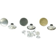 Çakma Düğme 20 mm Kendin Yap Kiti, Kot Pantolon, Kot Mont Için Çekiçle Uygulama Aparatları ve 8 Adet Çivili Düğme Takım-Paslanmaz Pirinç Siyah