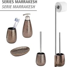 Marrakesh Klozet Takımı, Tuvalet Fırçası Tutucu, Seramik, Ø 12,5 x 41 Cm, Kahverengi