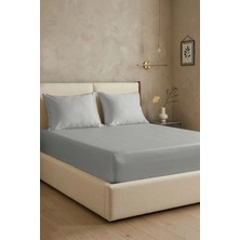 First Choice %100 Pamuk Saten 200 Tc (80 Tel) Lastikli Çarşaf Seti Gri