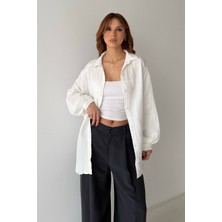 Bejna Kadın Oversize Balon Kol Basic Müslin Gömlek