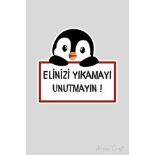 Huggy Craft Sevimli Pengu Sticker Ellerinizi Yıkamayı Unutmayın Etiketi