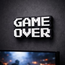 Goka 3D Craft 8-Bit Retro Game Over Duvar Dekoru - Oyuncu Odası Tablosu - 15 x 8,5 x 2 cm