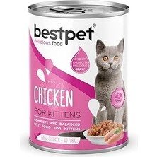 Uravas Store Bestpet Yavru Kediler Için, Taze Tavuk Parça Etli Soslu Yaş Mama, 400 G x 12 Adet