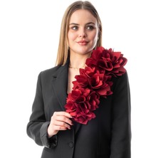 Gustello Adelina | Kadın Şık Yaka Çiçeği Aksesuarı - Iğneli 40 cm 16 cm Bant  Büyük Çiçek
