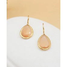 Nevoka Somon Kedi Gözü Sıvama Altın Kaplama Damla Küpe