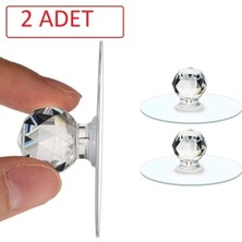 Kitchen Dream Şeffaf Kristal Başlıklı 2'li Yapışkanlı Kulp Dolap Çekmece Kulp Tutacak Askı