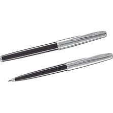 Uravas Store Scrikss Metropolis 78 Dolma Kalem &amp; Tükenmez Kalem Takımı, Akrilik Gövde, Siyah