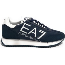 EA7 Unısex Kalın Rahat Taban Logo Desenli Süet Detaylı Mavi Sneaker 7X000541 AF18609-MB198