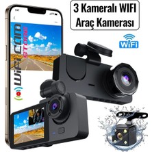 Wificam 3 Kameralı Ekranlı Araç Kamerası Dahili WiFi Geniş Görüş Açısı İle Güvenli Sürüş