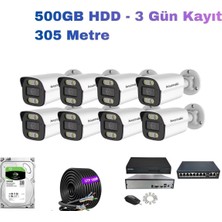 Hsc Bilişim 8'li 5mp Poe Ip Kamera Seti | Hikvision Nvr | Ses Kayıtlı | 500GB HDD | Metal Kasa 3.6mm Iç/dış Ort