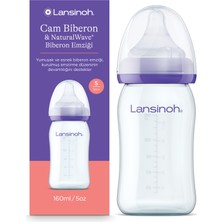 Lansinoh 160 ml Cam Biberon & NaturalWave® Biberon Emziği (1 Ay+)