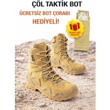Single Sword SS601 Tactical Fermuarlı Askeri Çöl Botu+ Bot Çorabı Hediyeli - Renk: Bej | Beden: 38
