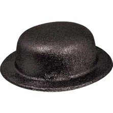 Senka Siyah Renk Yuvarlak Simli Plastik Parti Şapkası