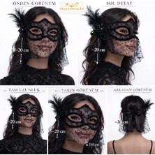 Senka Siyah Dantel Tüllü Peçeli Parti Maskesi