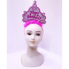 Senka Happy Birthday Neon Pembe Renk Doğum Günü Tacı 24X15 cm