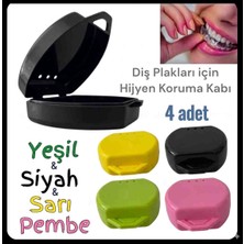 Vulli Şeffaf Diş Plakları Için 4 Adet Plak Kutusu Protez Diş ve Plaklar Için