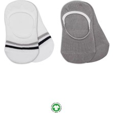 Senka 2'li Penye Babet Silikon Çemberli Çorap 30102 Gri Beyaz