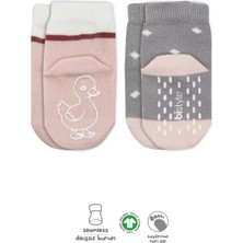 Senka 2'li Hayvan Figür Kaymaz Kız Soket Çorap 10120 Gri