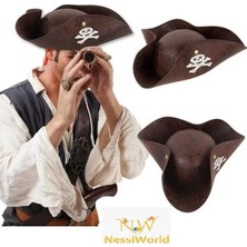 Senka Kaptan Jack Korsan Şapkası Vinleks Deri Denizci Korsan Şapkası