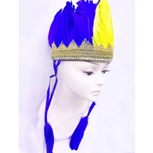 Senka Sarı Lacivert Renk Tüylü Kızılderili Başlığı | Fenerbahçe Taraftar Başlığı