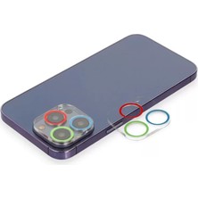 Senka Newface Iphone 13 Pro Max Renkli Kamera Lens Koruma Cam - Mavi-Yeşil