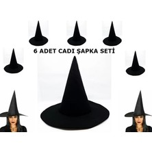 Senka Siyah Cadı Şapkası Keçe Yetişkin Boy 6 Adet
