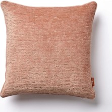 The Kun Yumuşak Tuşeli Kendinden Dokulu Biyeli Düz Zemin Kırlent Kılıfı-Somon