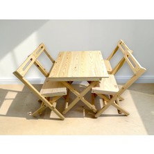 Onbaşı Ahşap Katlanır Balkon Bahçe Kamp Masa Sandalye Takımı