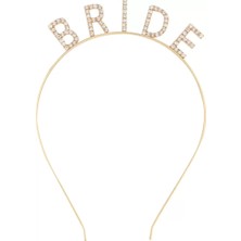 Senka Altın Gold Renk Bekarlığa Veda Kristal Taş Bride Tacı Ithal 16X10 cm