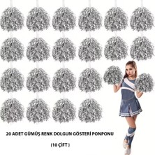 Senka 10 Çift ( 20 Adet ) Gümüş Renk 23 Nisan 19 Mayıs 29 Ekim Okul Gösteri Ponponları