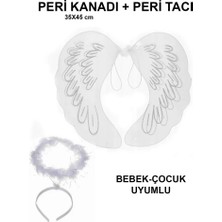 Senka Beyaz Dantel Tüllü Peri Kanadı ve Peri Tacı Seti 45X40 cm