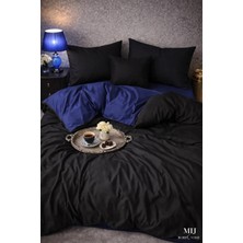 More Home Lastikli Çarşaflı Çift Kişilik Nevresim Takımı Lacivert-Siyah