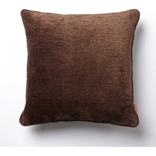 The Kun Jakarlı Sade Yumuşak Dokulu Biyeli Kırlent Kılıfı-Koyu Kahverengi