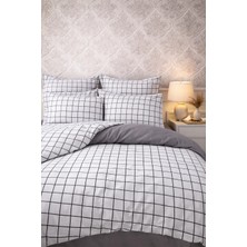 More Home Tek Kişilik Nevresim Takımı Lastikli Çarşaflı  Kare Desen