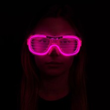 Senka Pembe LED Işıklı Parti Gözlüğü - Neon Glow Şerit Gözlük 3 Modlu