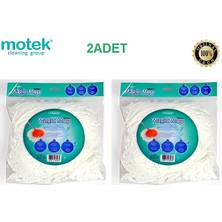 Motek Mikrofiber Mop Yedek Püskül 2 Adet Setli Ürün Yüksek Emicilik Özelliği ile Beyaz