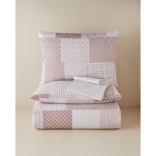 English Home Chain Patch Kolay Ütülenir Çarşaflı Çift Kişilik Nevresim Takımı 200x220 cm Mürdüm