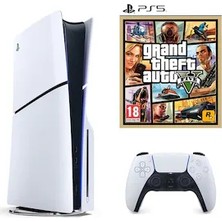 Sony Playstation 5 Slim 1 Tb CD Standart Edition Konsol + Ps5 Gta 5 (Ithalatçı Garantili)