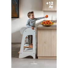 Mamatoyz MDF ahşap Beyaz Öğrenme Kulesi - Beyaz Düz - Wooden White Learning Tower 
